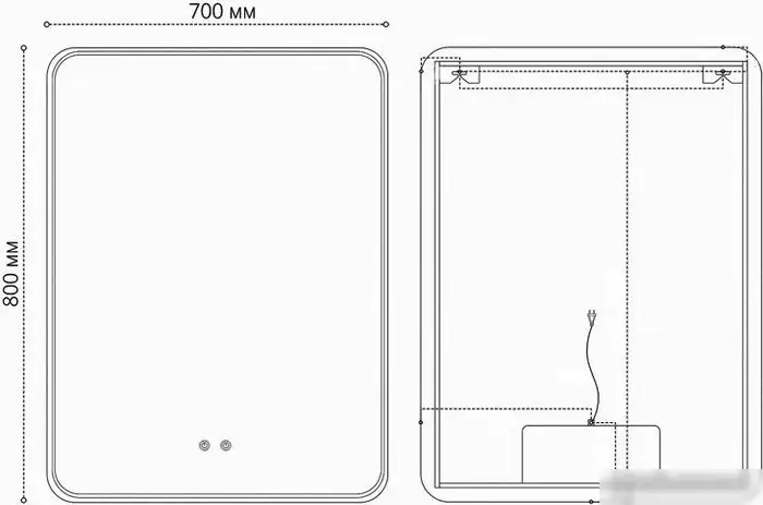 Grossman Зеркало Elegans-норма Black LED 1770802 (с сенсорным выключателем и подогревом) – фото товара