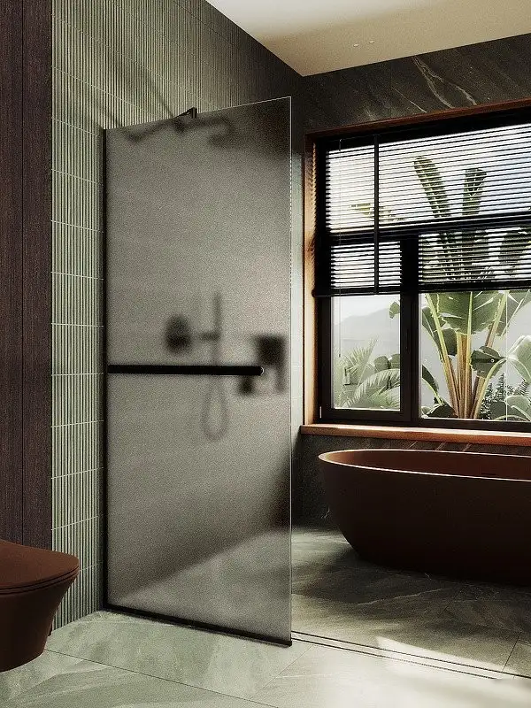 Душевая стенка MaybahGlass 109x195 MGD-710-6у (бронзовое матовое стекло/черный) - фото товара