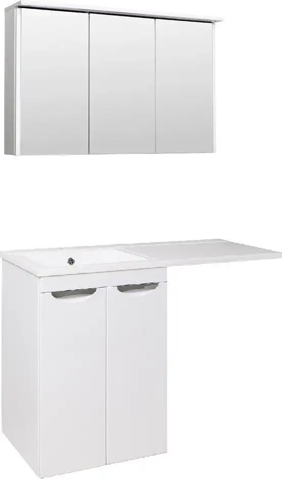 Runo Тумба с умывальником Runo Лира 60 + Гамма 120 лайт с правым крылом (напольная, белый) – фото товара