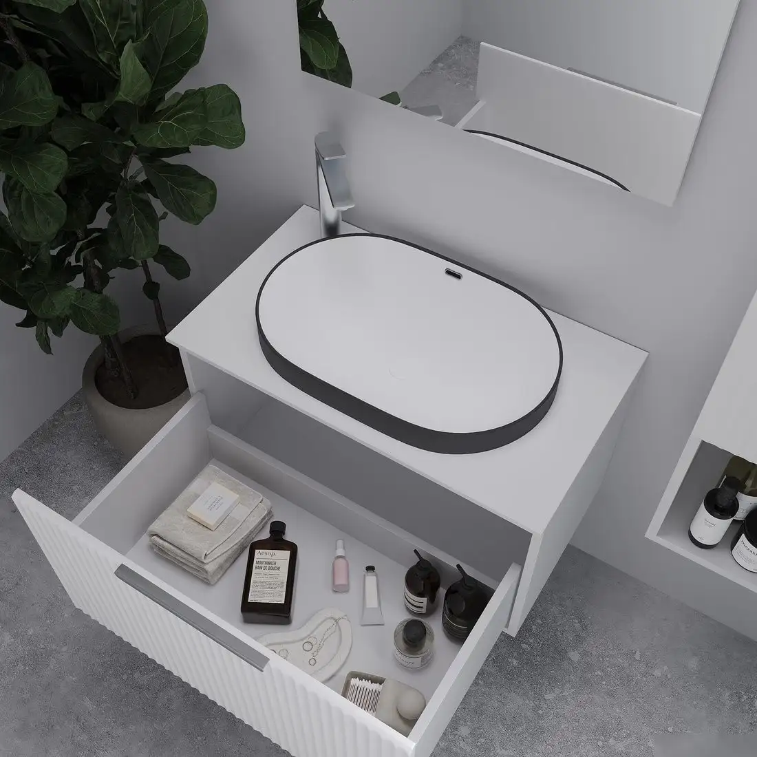 ЗОВ Тумба под умывальник Дублин 100 DU100LWMFW (флавио белый) – фото товара