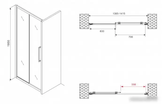 Душевая дверь Abber Schwarzer Diamant AG30140MH - фото товара