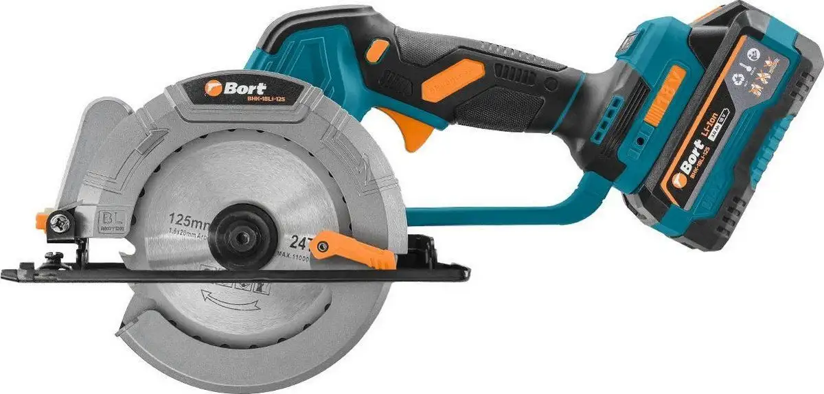 Дисковая (циркулярная) пила Bort BHK-18Li-125 (с 2-мя АКБ) – фото товара