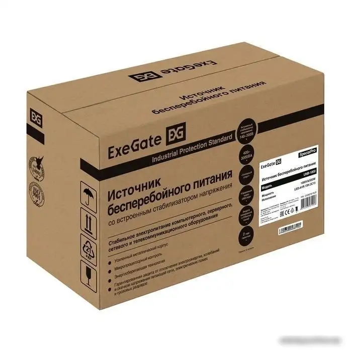Источник бесперебойного питания ExeGate SpecialPro UNB-1000.LED.AVR.1SH.2C13 EX292781RUS – фото товара