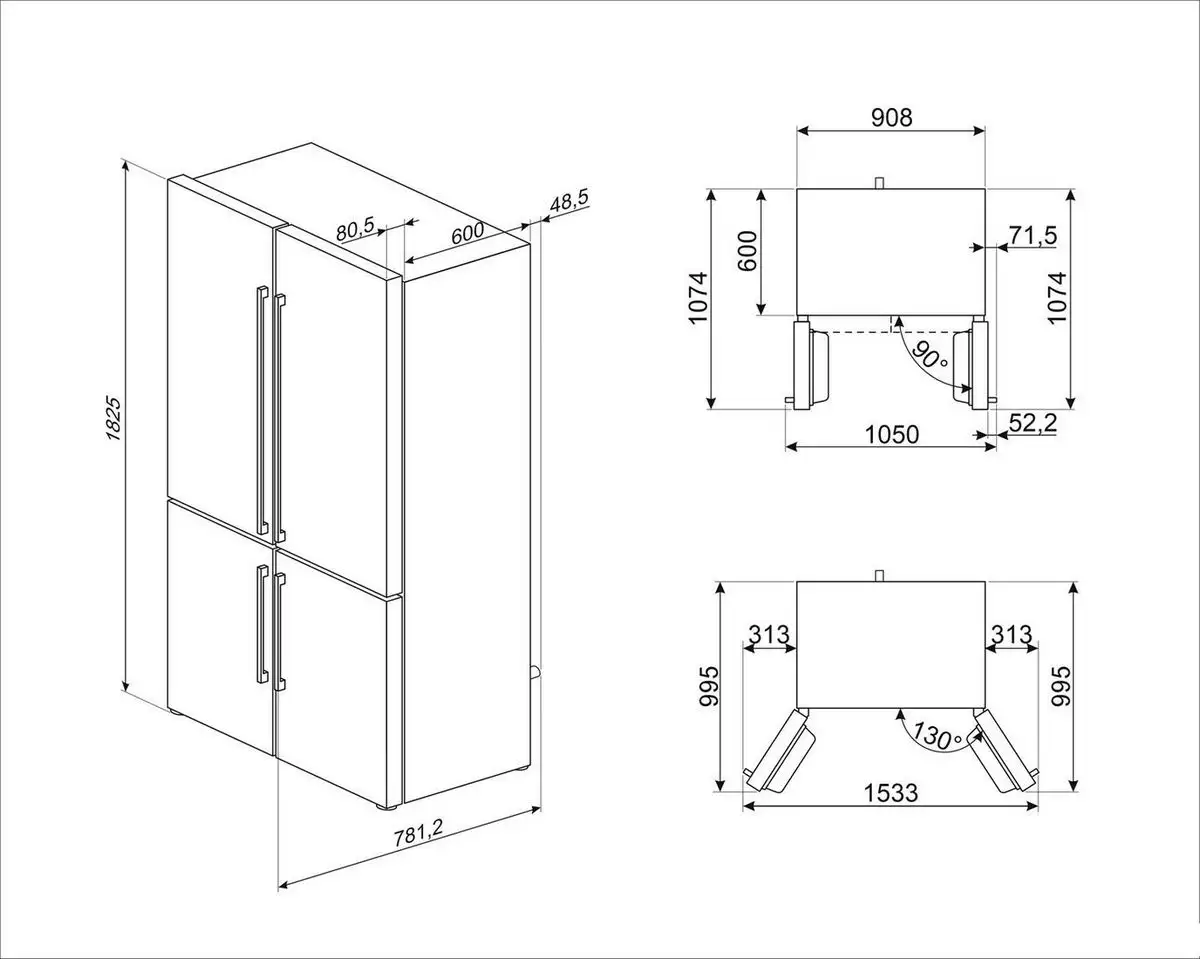 Четырёхдверный холодильник Smeg FQ60BDE - фото товара