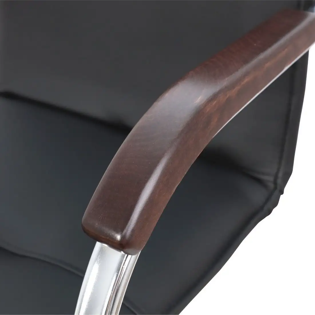 Офисный стул AksHome Samba Aks-1 Pegasso (черный/подлокотники дерево темное) – фото товара