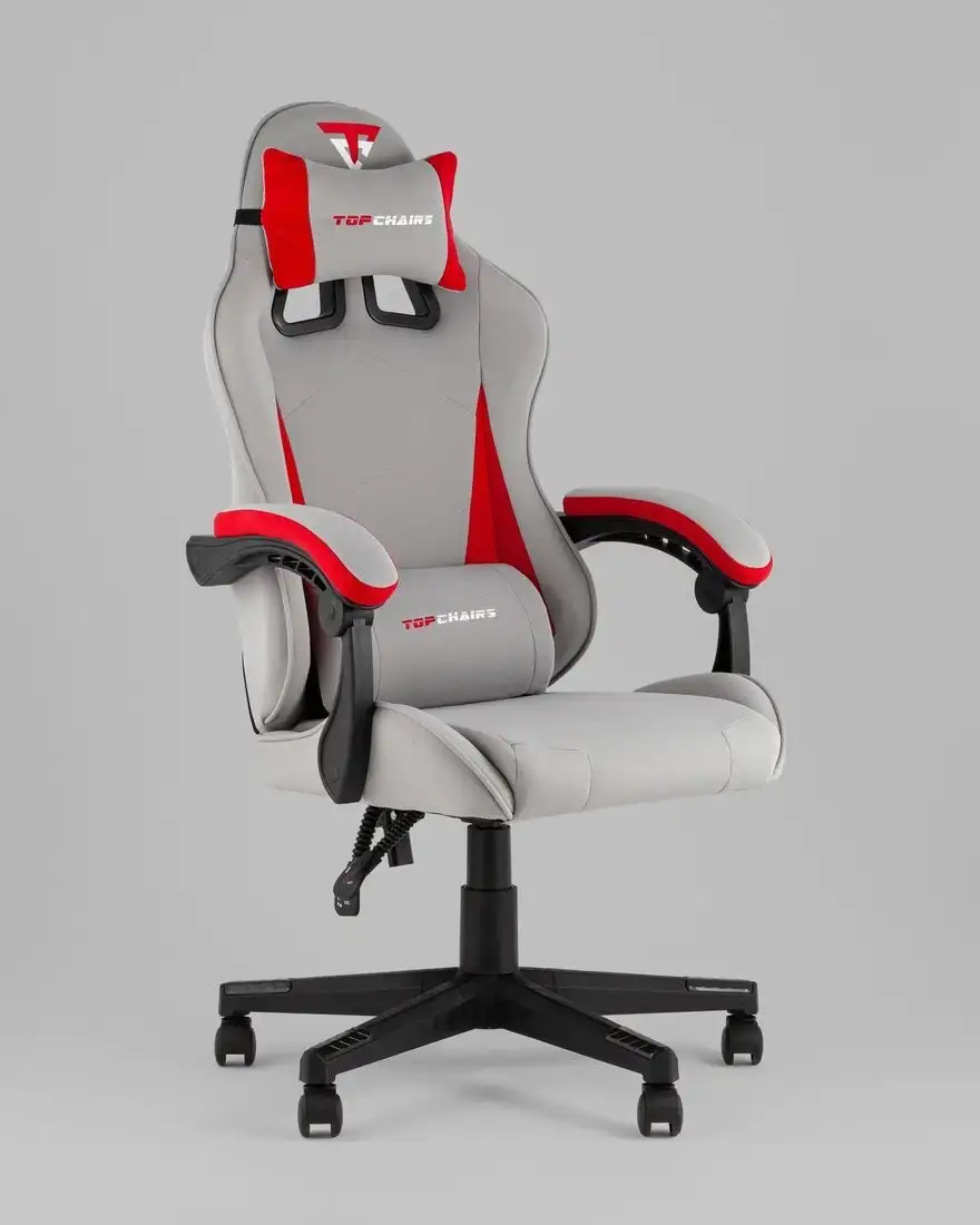 Игровое (геймерское) кресло TopChairs Phantom GF-8080 TT704+TT703 (серый/красный) – фото товара