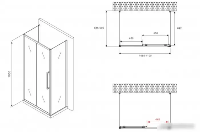 Душевой уголок Abber Schwarzer Diamant AG30110MH-S90M-S90M - фото товара