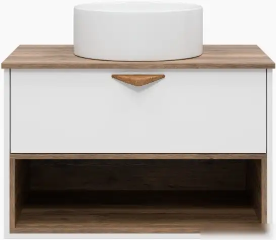 Brevita Тумба под умывальник Bergen 80 BER-07080-19-01-1Я (белый/темное дерево) – фото товара