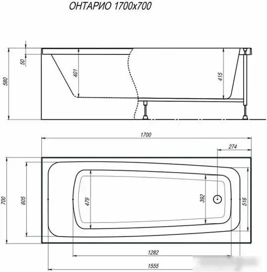 Ванна Alex Baitler Ontario 170x70 - фото товара