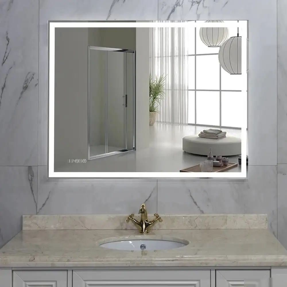 Пекам Зеркало Greta 100x60 greta-100x60spcl (с подогревом, подсветкой, сенсором на прикосновение и часами) – фото товара