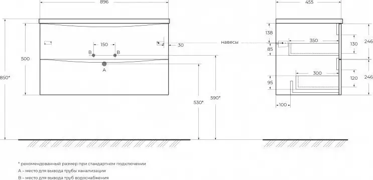 BelBagno Тумба под умывальник MARINO-CER-N-900-2C-SO-BL-P – фото товара