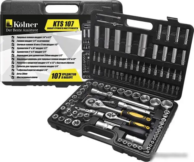 Универсальный набор инструментов Kolner KTS107 (107 предметов) – фото товара