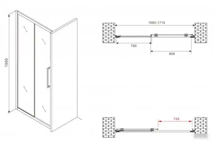 Душевая дверь Abber Schwarzer Diamant AG30170H - фото товара