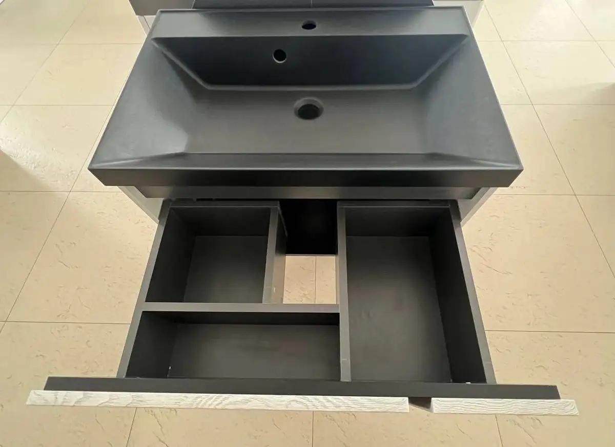 Garda Тумба под умывальник Lazio 80н_700 29.80н.700.PVC (дуб темный/черный) – фото товара