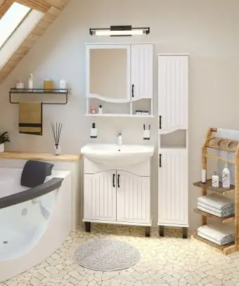 Runo Тумба с умывальником Runo Марсель 65 + Классик 65 (напольная, белый) – изображение в каталоге