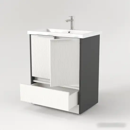 Дабер Тумба под умывальник 017 Andrea Elen 80 Т17.8А.0.20Б (белый древесный/серый/ручка белая) – фото товара