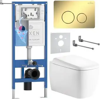 Унитаз подвесной Roxen Martin в комплекте с инсталляцией StounFix Dual Fresh 6 в 1 868589 (кнопка: сатин матовая) - изображение в каталоге