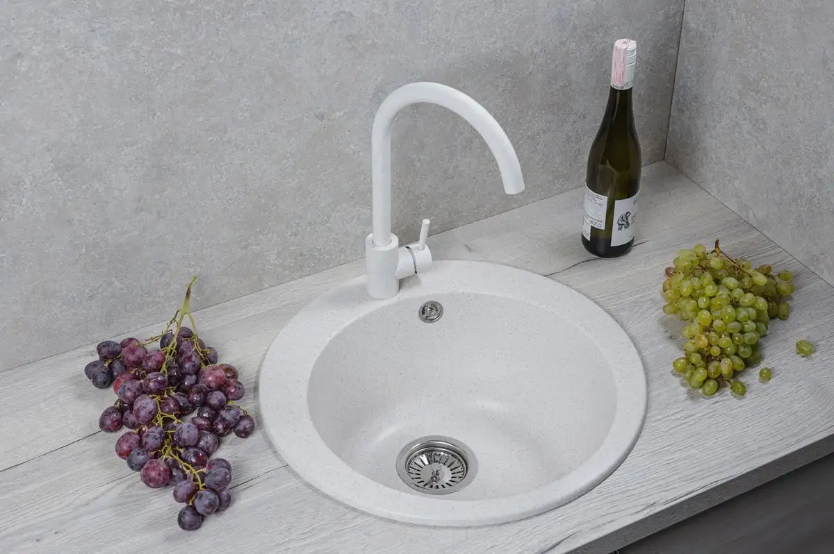 Кухонная мойка Marblan Orbi (бежевый, с сифоном) - фото товара