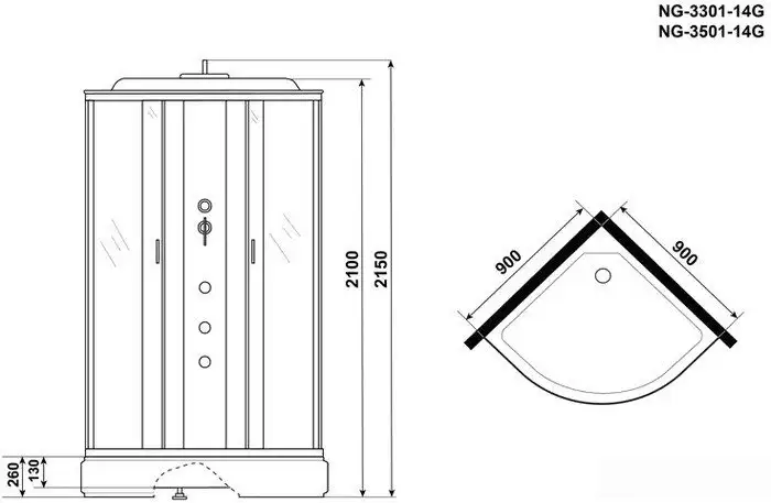 Душевая кабина Niagara NG-3501-14G 90x90 - фото товара