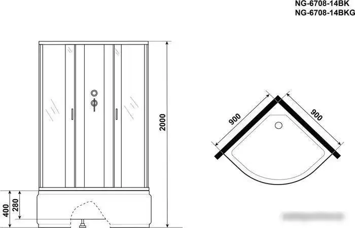 Душевая кабина Niagara NG-6708-14BK 90x90x215 - фото товара