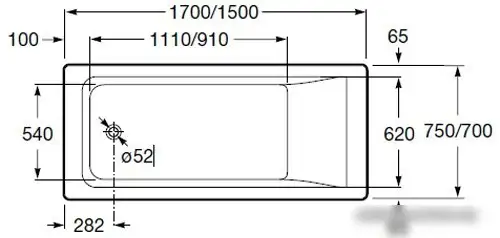 Ванна Roca Easy 170x75 (с каркасом) - фото товара