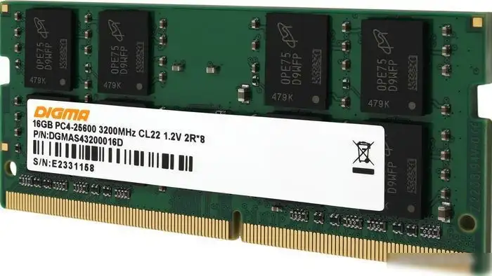 Оперативная память Digma 16ГБ DDR4 SODIMM 3200 МГц DGMAS43200016D – фото товара