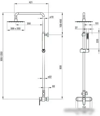 Душевая система Deante Oregano Square NAC 01SM - фото товара