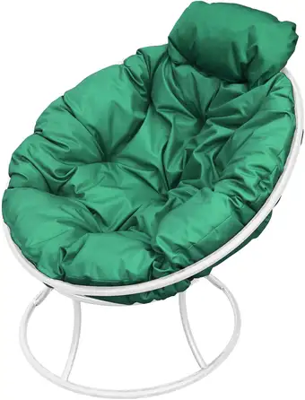 Кресло M-Group Папасан мини 12060104 (белый/зеленая подушка) – изображение в каталоге