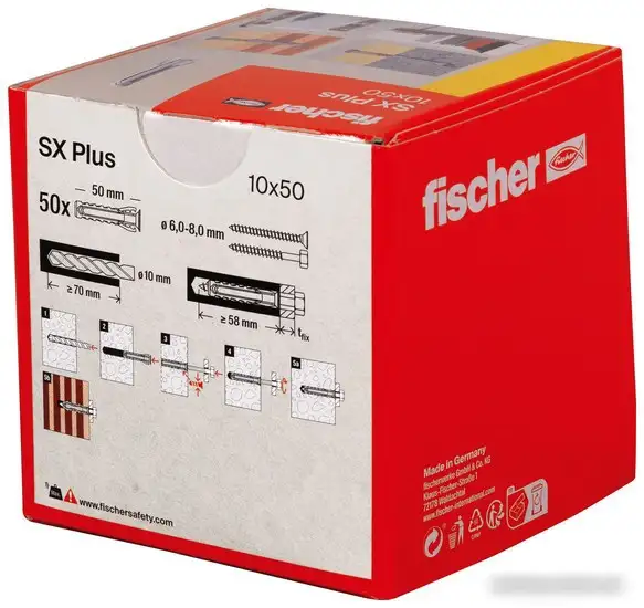 Дюбель универсальный Fischer SX Plus 10X50 568010 (50 шт) – фото товара