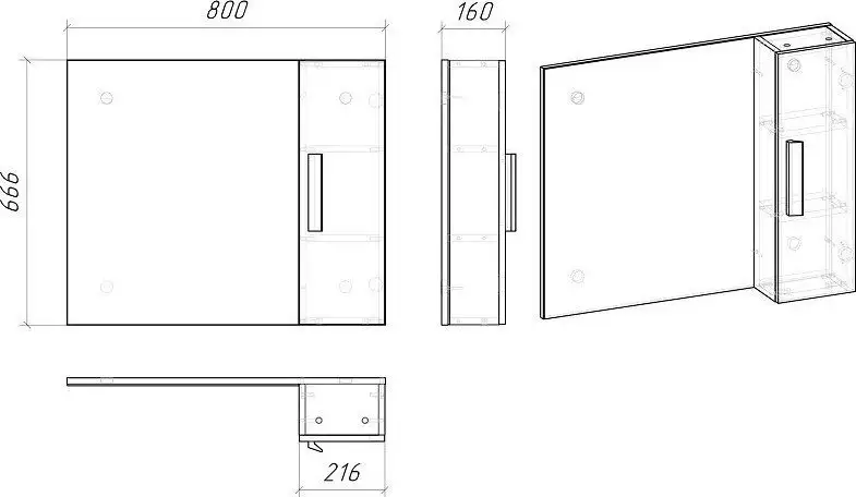 Grossman Шкаф с зеркалом для ванной НЕО-80 208024-1K – фото товара