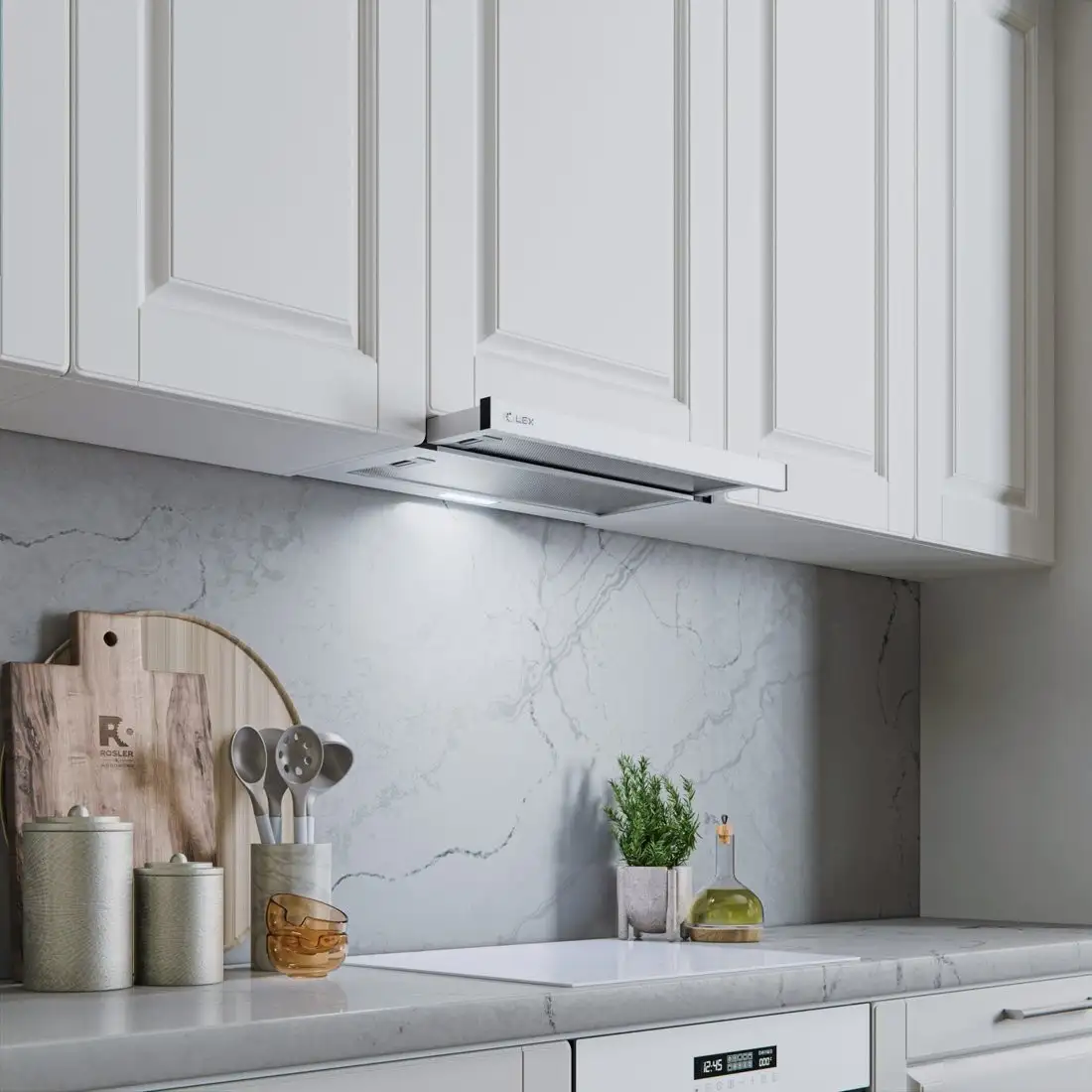 Кухонная вытяжка LEX Hide 600 White - фото товара