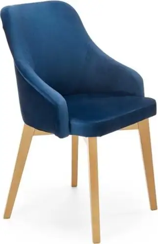 Стул с подлокотниками Halmar Toledo 2 Monolith 77 (темно-синий/дуб медовый) – изображение в каталоге