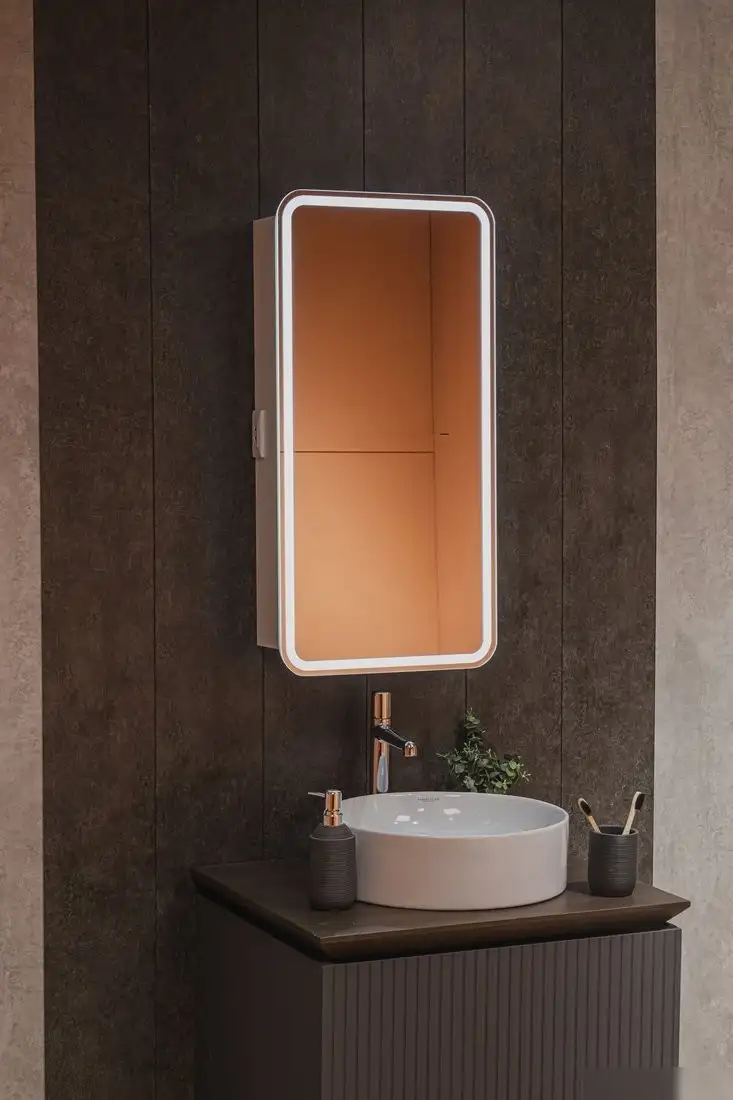 Silver Mirrors Шкаф с зеркалом для ванной Фиджи Flip 40 LED-00003049 – фото товара