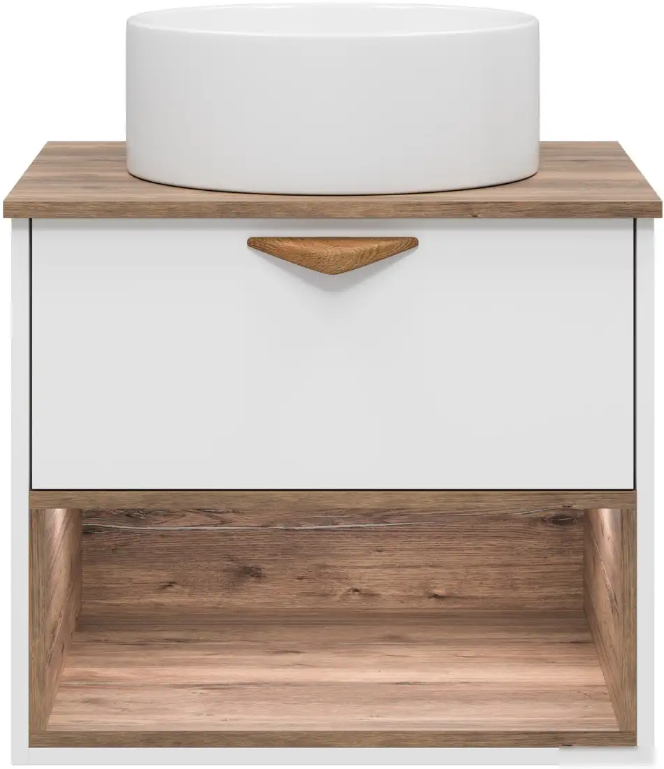 Brevita Тумба под умывальник Bergen 60 BER-07060-19-01-1Я (белый/темное дерево) – фото товара