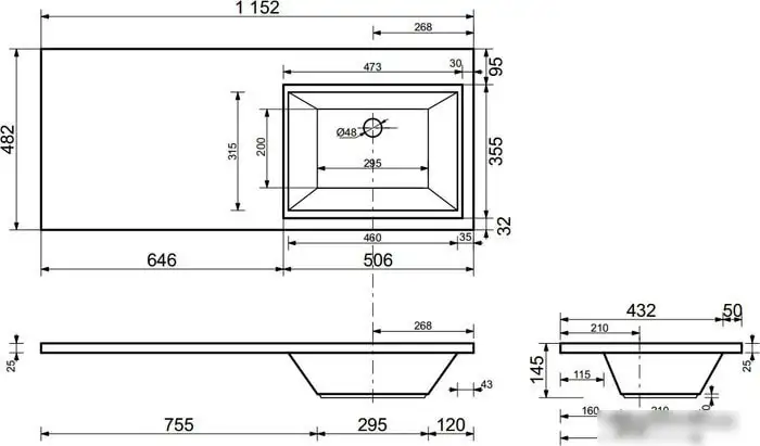 Умывальник Эстет Даллас 115, правая (белый) - фото товара