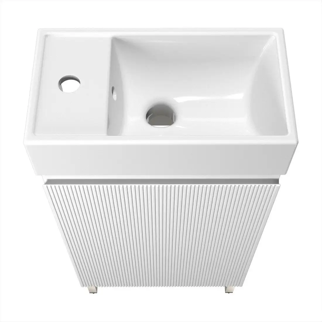 Wellsee Тумба под умывальник 3 в 1 WC Area 221801004 (тумба/матовый белый, раковина/глянцевый белый, ножки/нержавеющая сталь) – фото товара