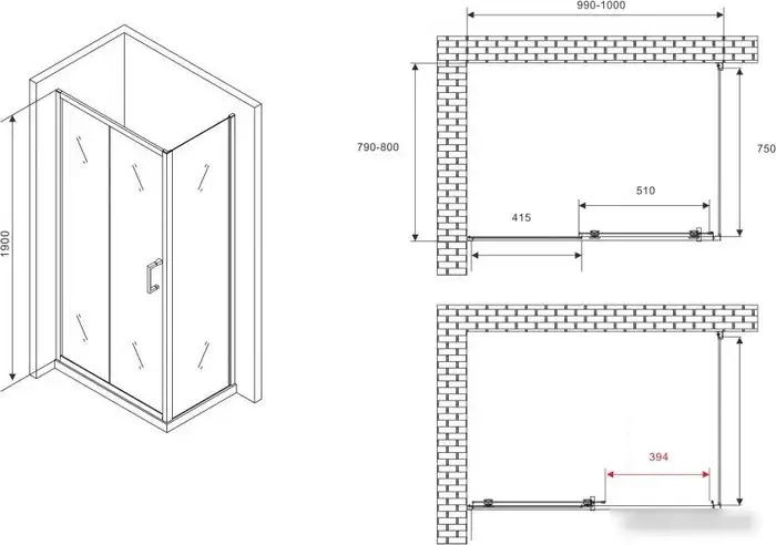 Душевой уголок Abber Schwarzer Diamant AG30100B5-S80B5 - фото товара