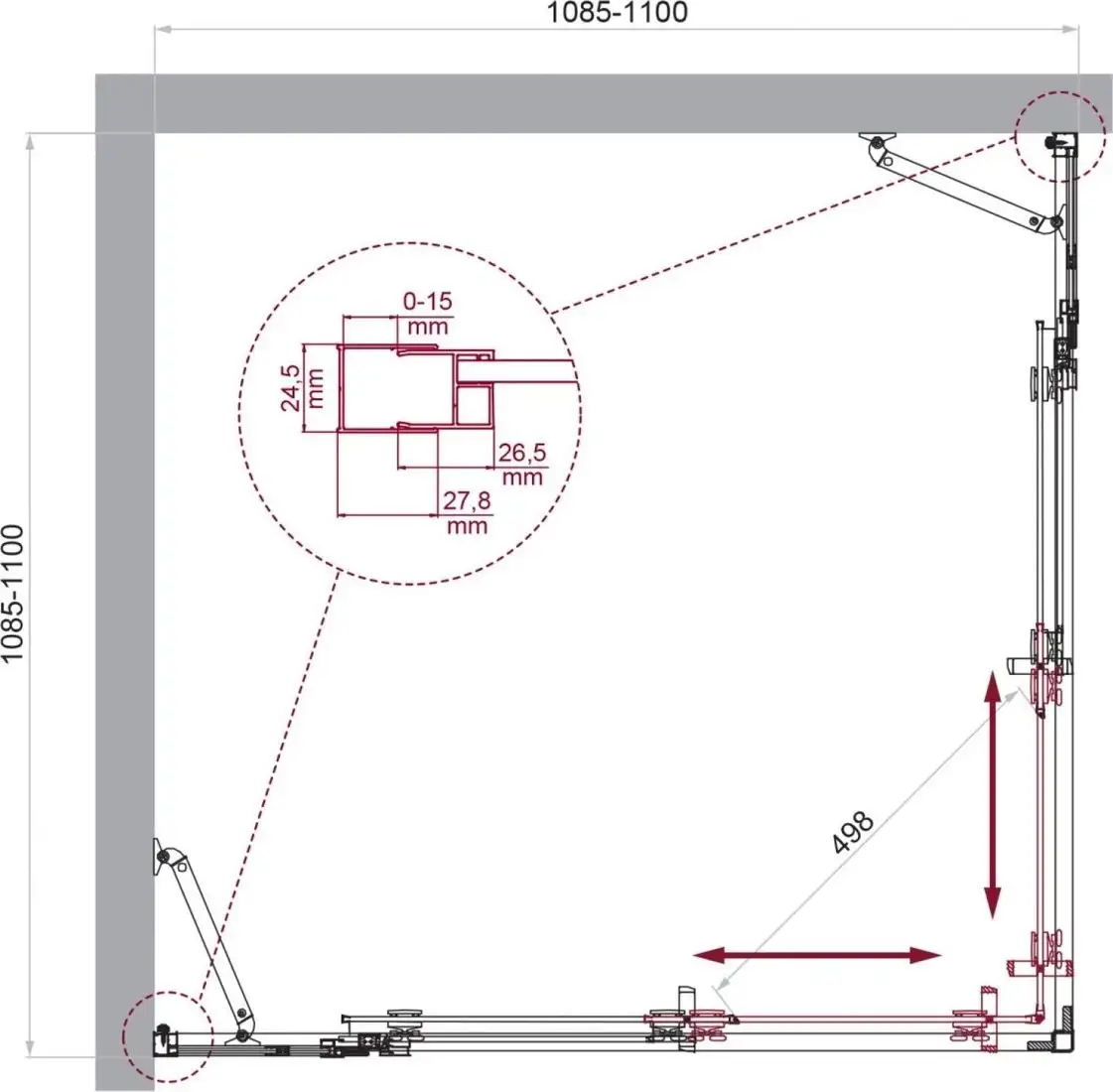Душевой уголок BelBagno LUCE-A-22-90+20-P-Cr - фото товара
