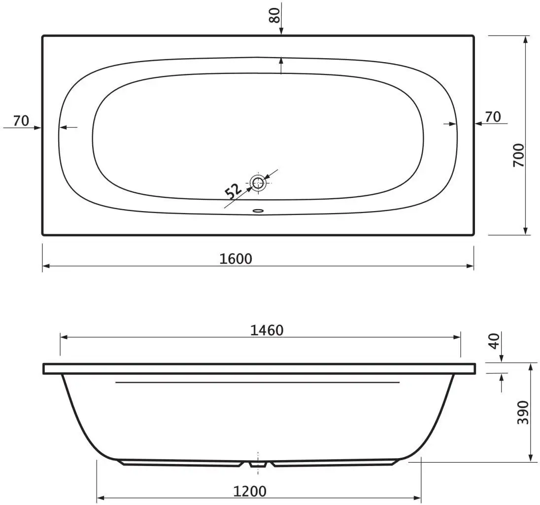 Ванна Cezares PIAVE-160-70-42-W37 - фото товара
