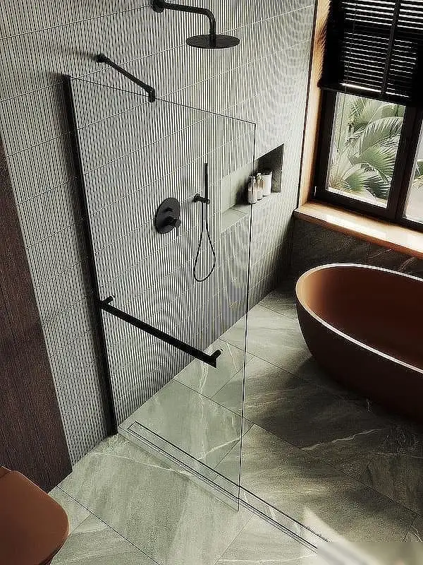 Душевая стенка MaybahGlass 99x195 MGD-1418-6ш (прозрачное стекло/черный) - фото товара