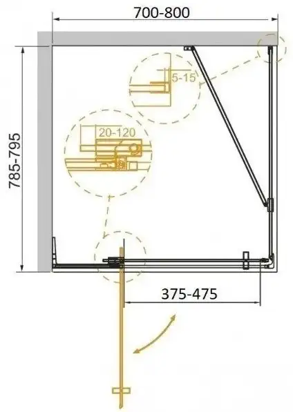 Душевой уголок Cezares SLIDER-AH-1-80-70/80-BR-GM - фото товара