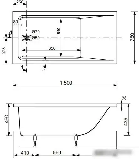 Ванна Эстет Дельта 150 - фото товара