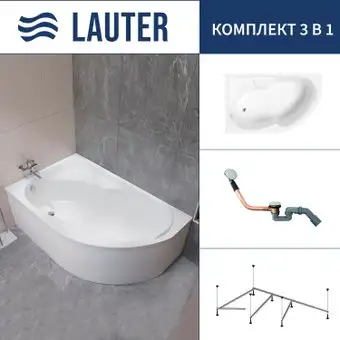 Ванна Lauter Geneva 170x105 2103170L (с каркасом и сифоном 21Y11030 хром) - изображение в каталоге