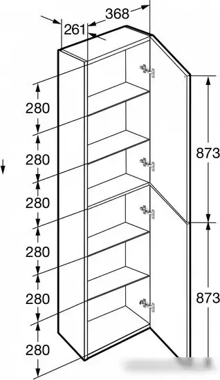 Roca Шкаф-пенал Ona 40 A857635509 (белый матовый) – фото товара