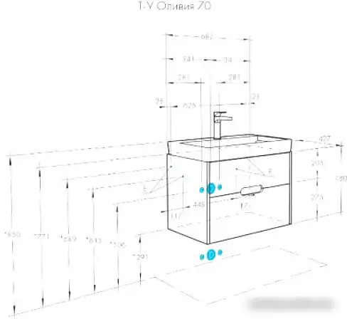 Акватон Тумба с умывальником Оливия 70 1A2543K0OL010 – фото товара