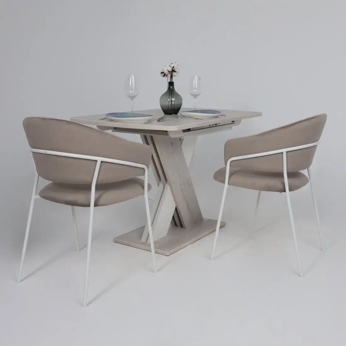 Стул с подлокотниками Алвест AV 433 (светло-коричневый бархат H-61/белый)