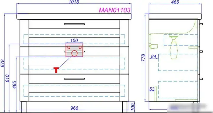 Aqwella Тумба под умывальник Манчестер 100 MAN01103 – фото товара