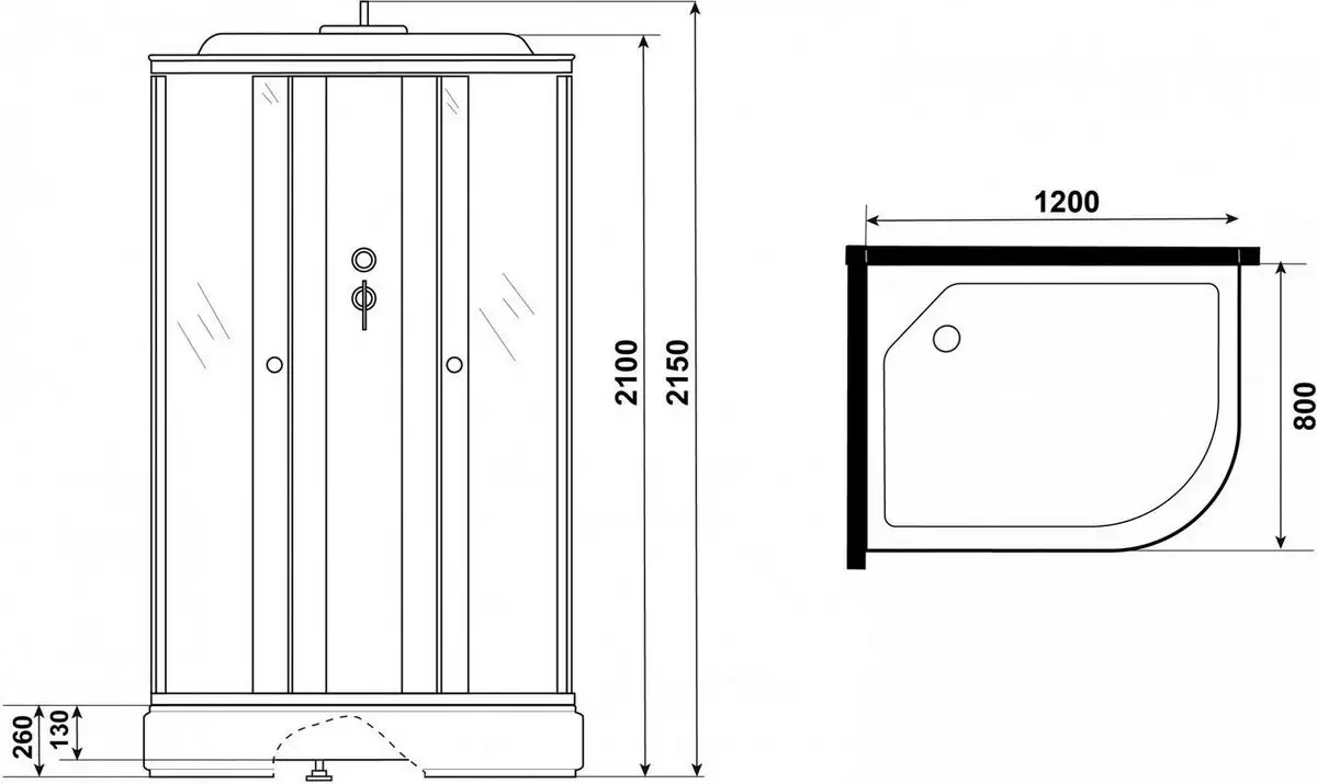 Душевая кабина Niagara Eco E120/80/26L/TN 120x80x215 - фото товара