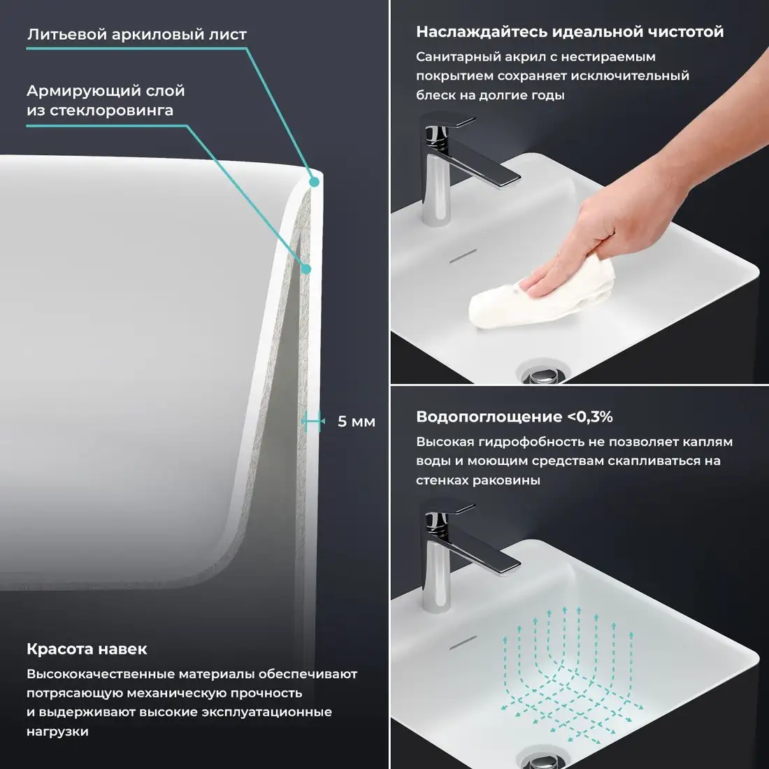 Умывальник Wellsee Pure BY Wellsee 230716000 (отдельностоящий, с отверстием под смеситель, матовый черный/глянцевый белый) - фото товара