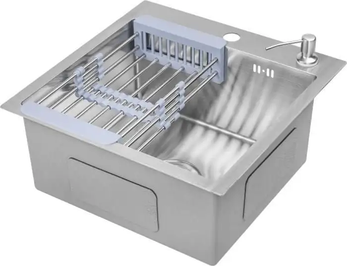 Кухонная мойка Saniteco 4848 (с сифоном, дозатором и коландером) - фото товара